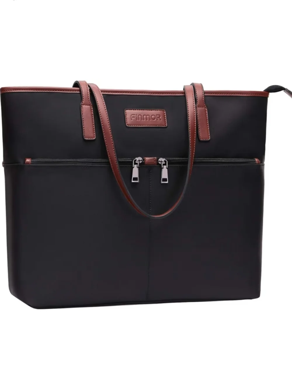 Finmor Black Brown Laptop Bag Tote